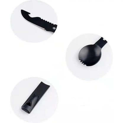 Multi-functional Camping Spork Stainless Steel Functional Camping Spoon Fork Flatware Spork with Bottle Opener Hunting Tool