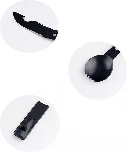 Multi-functional Camping Spork Stainless Steel Functional Camping Spoon Fork Flatware Spork with Bottle Opener Hunting Tool