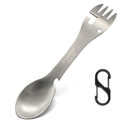 5-in-1 Utility Tactical Spork, Stainless Steel Spoon & Bottle Opener, Fork & Knife, Can Opener Combo Camping Utensil for Hiking