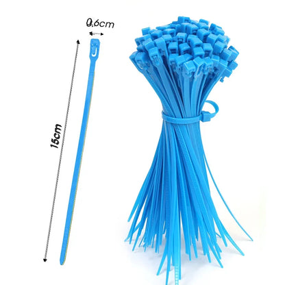 Kabelbinders | Herbruik- en verstelbaar | Blauw | 100/200/300/500pcs