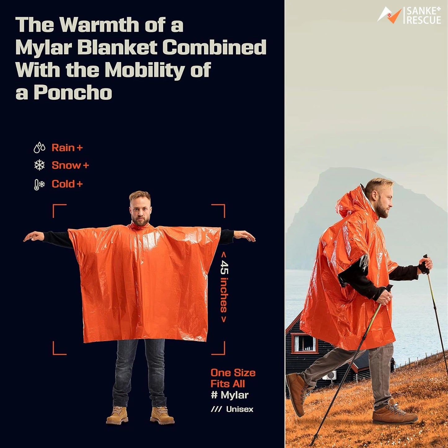 Poncho Mylar | Oranje | 1pc
